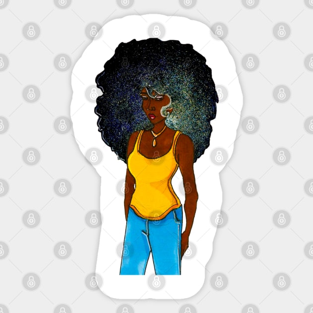 Space Afro Sticker by Aviva Bubis
